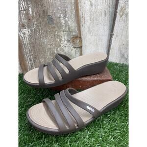 Crocs Rhonda Wedge Sandal Brown Taupe Women's 10
